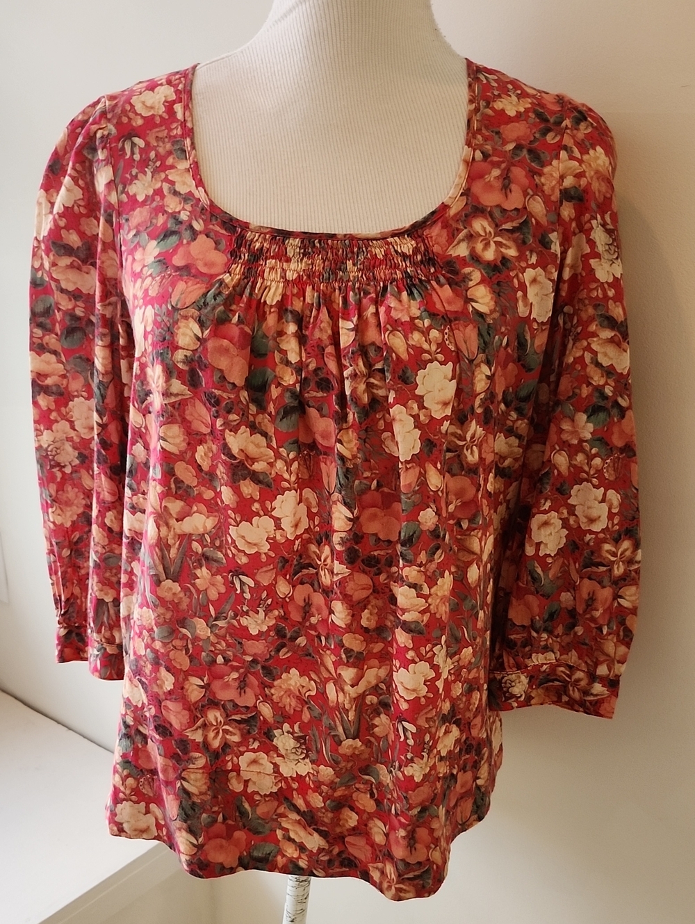 Peruvian Connection Vintage Rose Pima cotton long top M